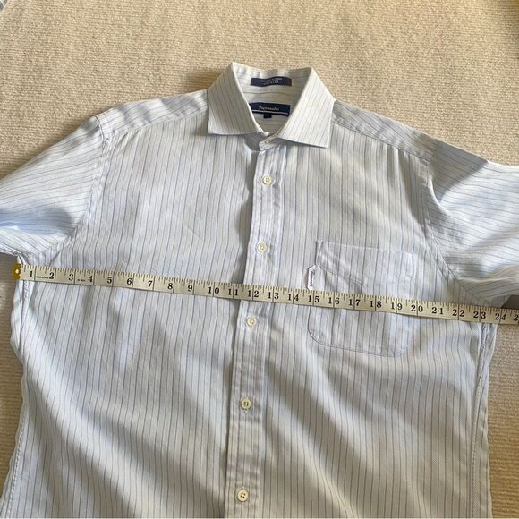 FACONNABLE Mens Dress Shirts Long Sleeve Striped Dress Oxford Designed in France - Picture 6 of 7